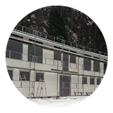 A long commercial building under construction