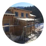 A timber extension under construction