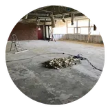 An office floor stripped for renovation